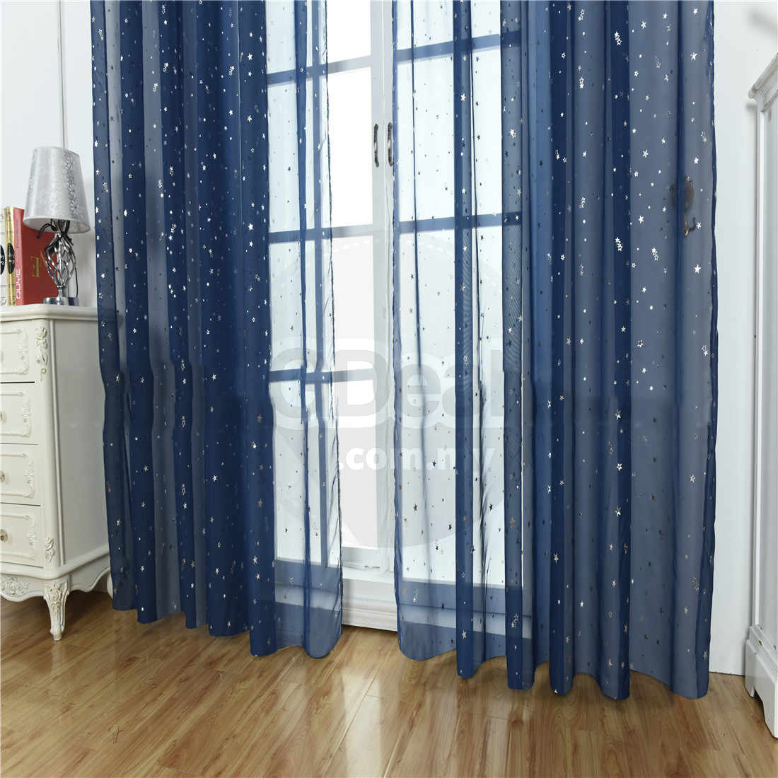 1pcs Star Printed Window Curtain Home Decor - 2 Sizes (3 Colors)