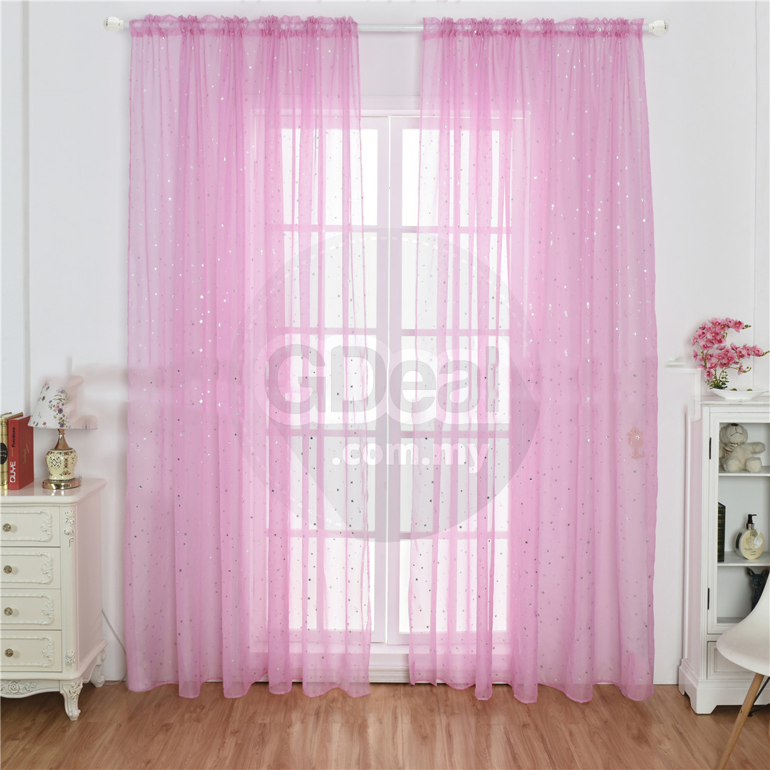 1pcs Star Printed Window Curtain Home Decor - 2 Sizes (3 Colors)