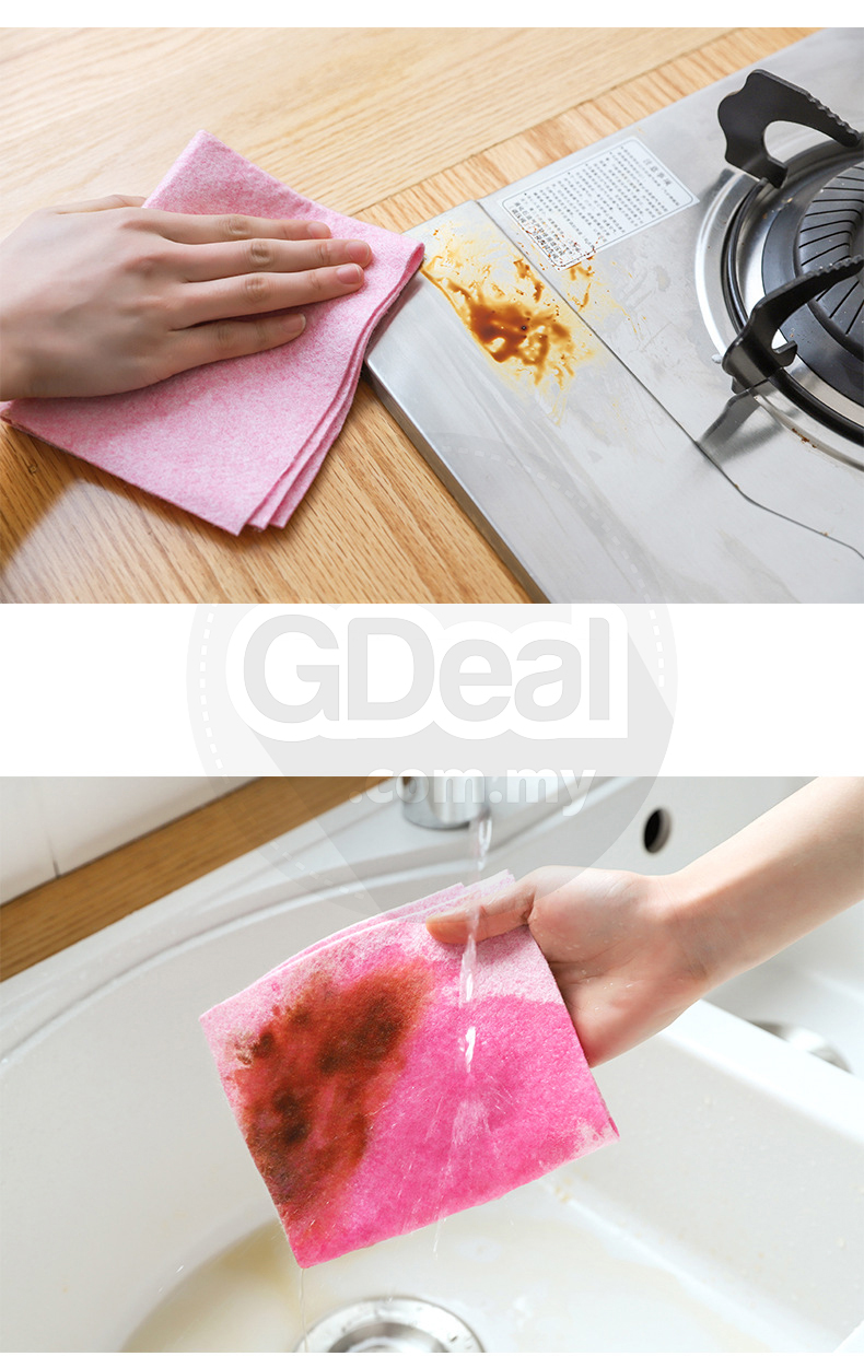 8 Pcs Home Non Stick Oil Rag Dishcloth Kitchen Towel (Pink)