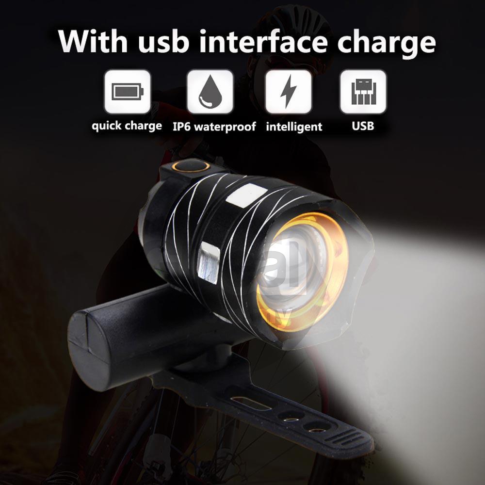 USB Rechargeable T6 LED Bike Lamp Cycling Light Torch (2 Colors)