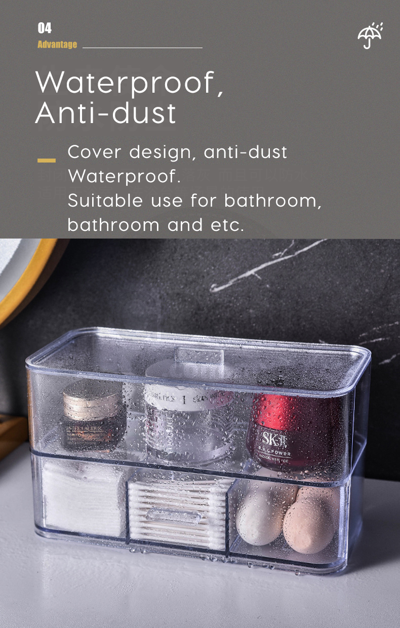 Transparent Cosmetic Storage Box With Drawer Punch (2 Colors)