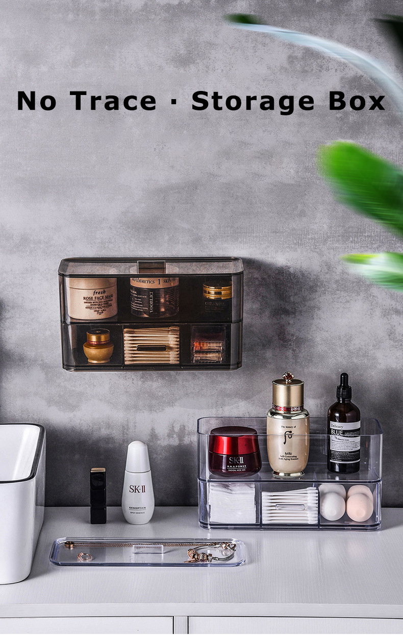 Transparent Cosmetic Storage Box With Drawer Punch (2 Colors)