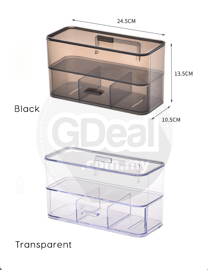 Transparent Cosmetic Storage Box With Drawer Punch (2 Colors)