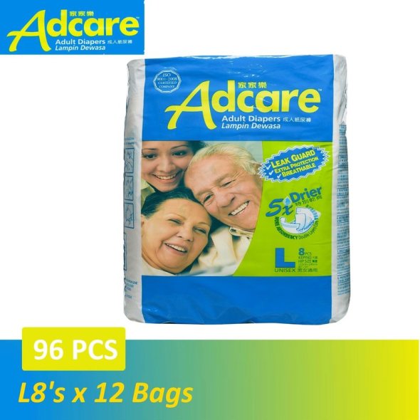 Buy Adcare Adult Diapers Leak Guard L Size 8 Pcs X 12 Bags Eromman