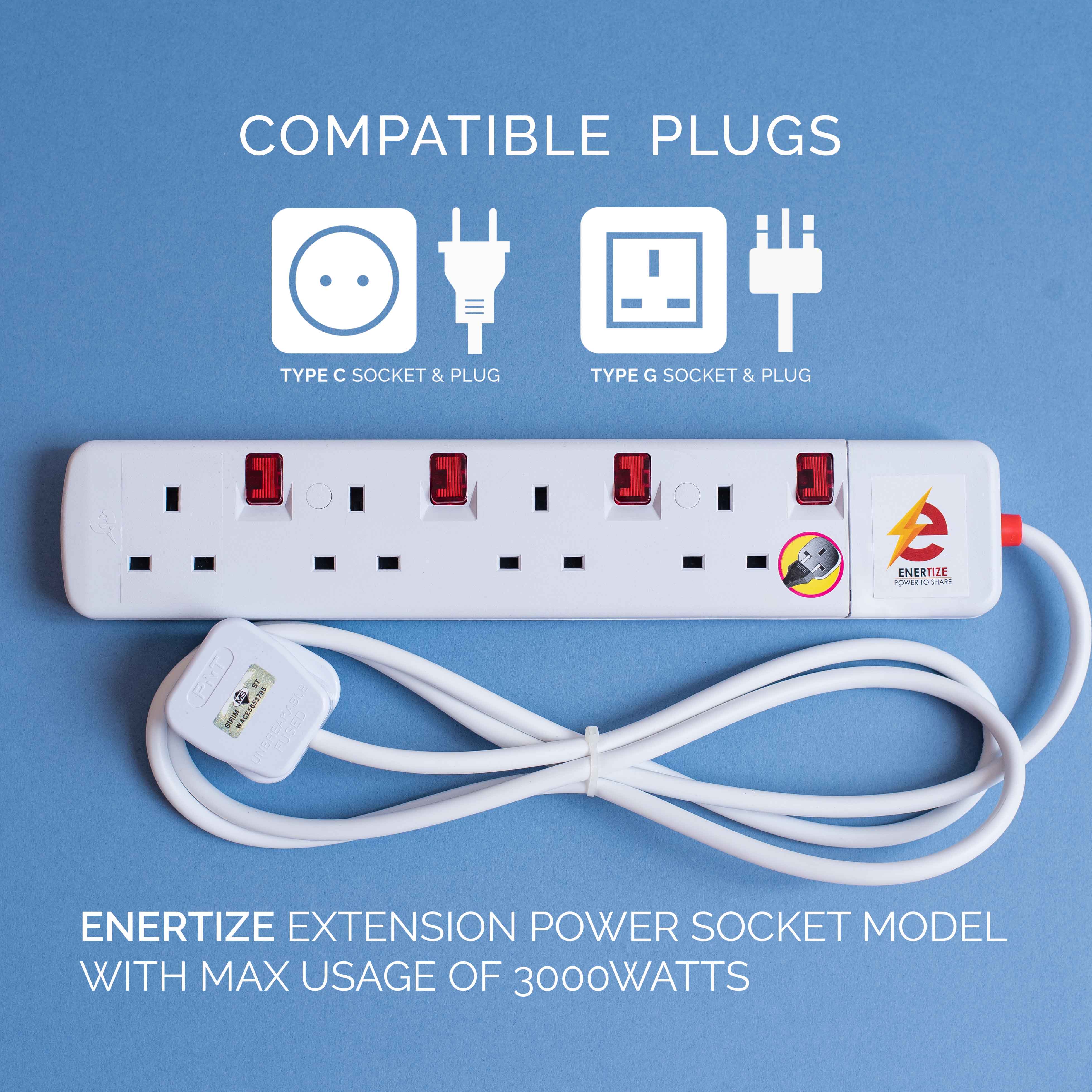 Buy Enertize Extension Multiple Trailing Power Socket 